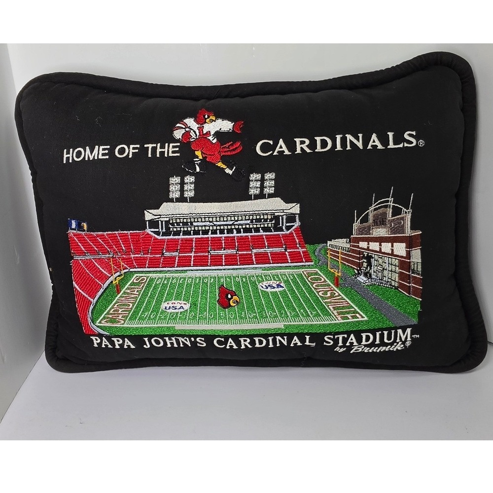 Brumik Louisville Cardinals Papa Johns Cardinal Stadium Embroidered Pillow Black